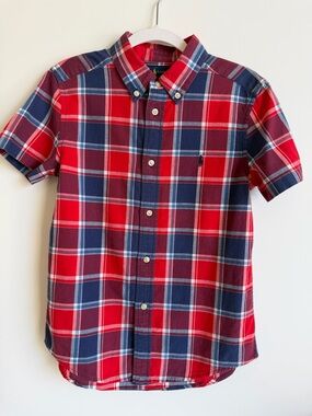 Polo by Ralph Lauren Red & Navy Plaid Short Sleeve Button-Down